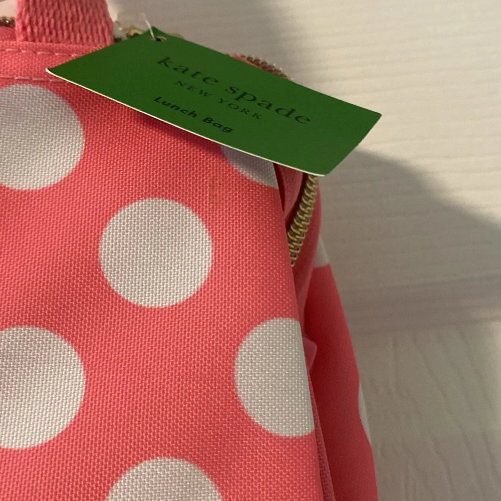 BNWT KATE SPADE Pink Polka Dot Insulated Lunch Tote Bag